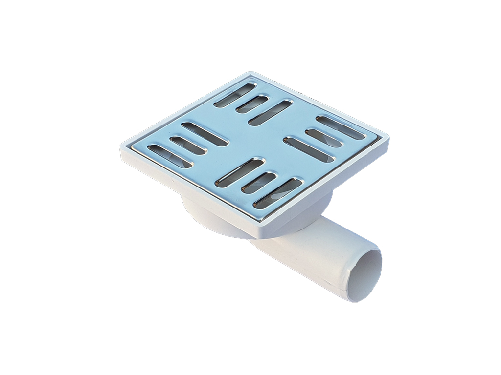 Трап для душа Мини ПП с решеткой нержавеющей 100x100x70 с горизонтальным выпуском D=32mm.